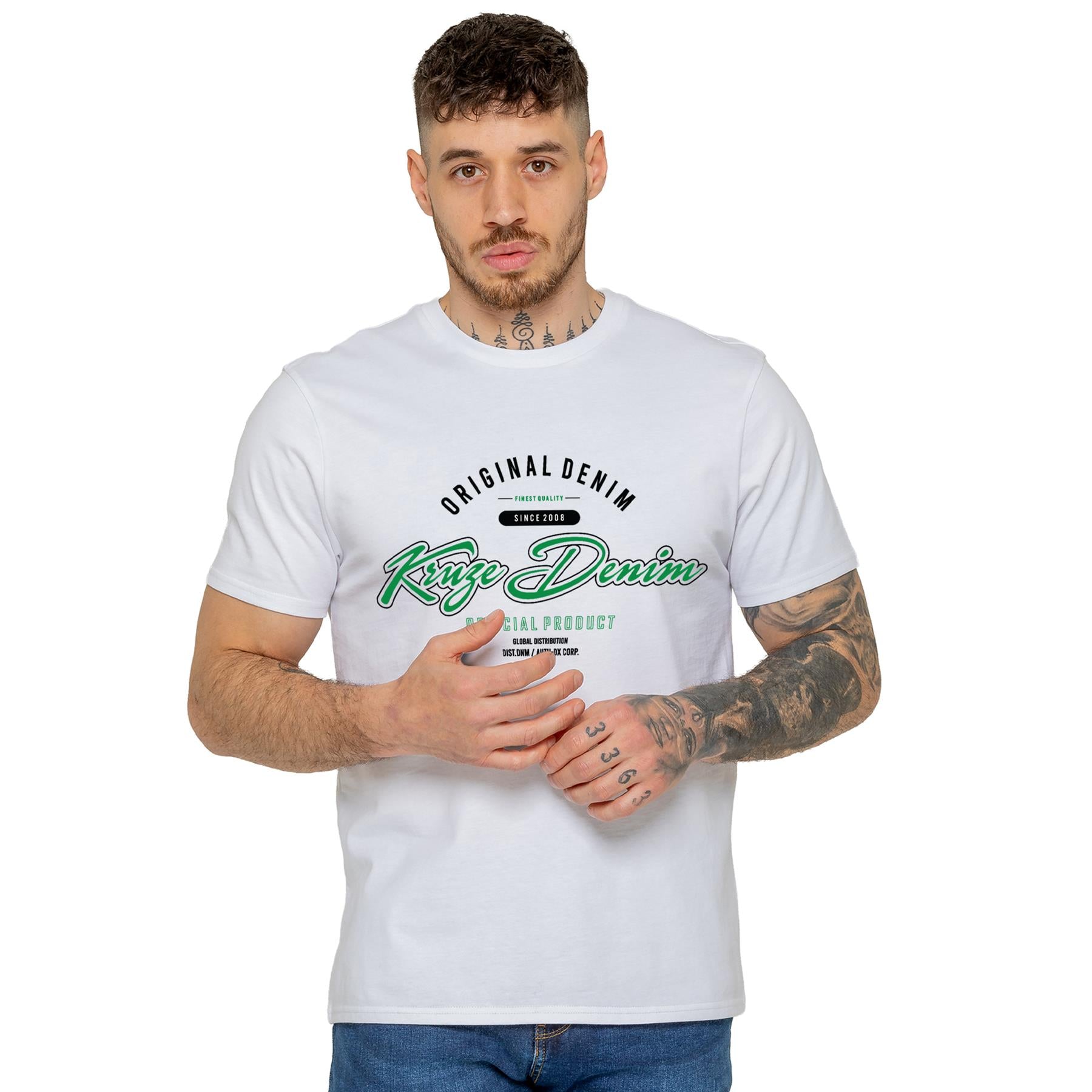 Kruze Mens T Shirts Cotton Short Sleeve T-Shirt Tee Crew Neck Regular Plain Top