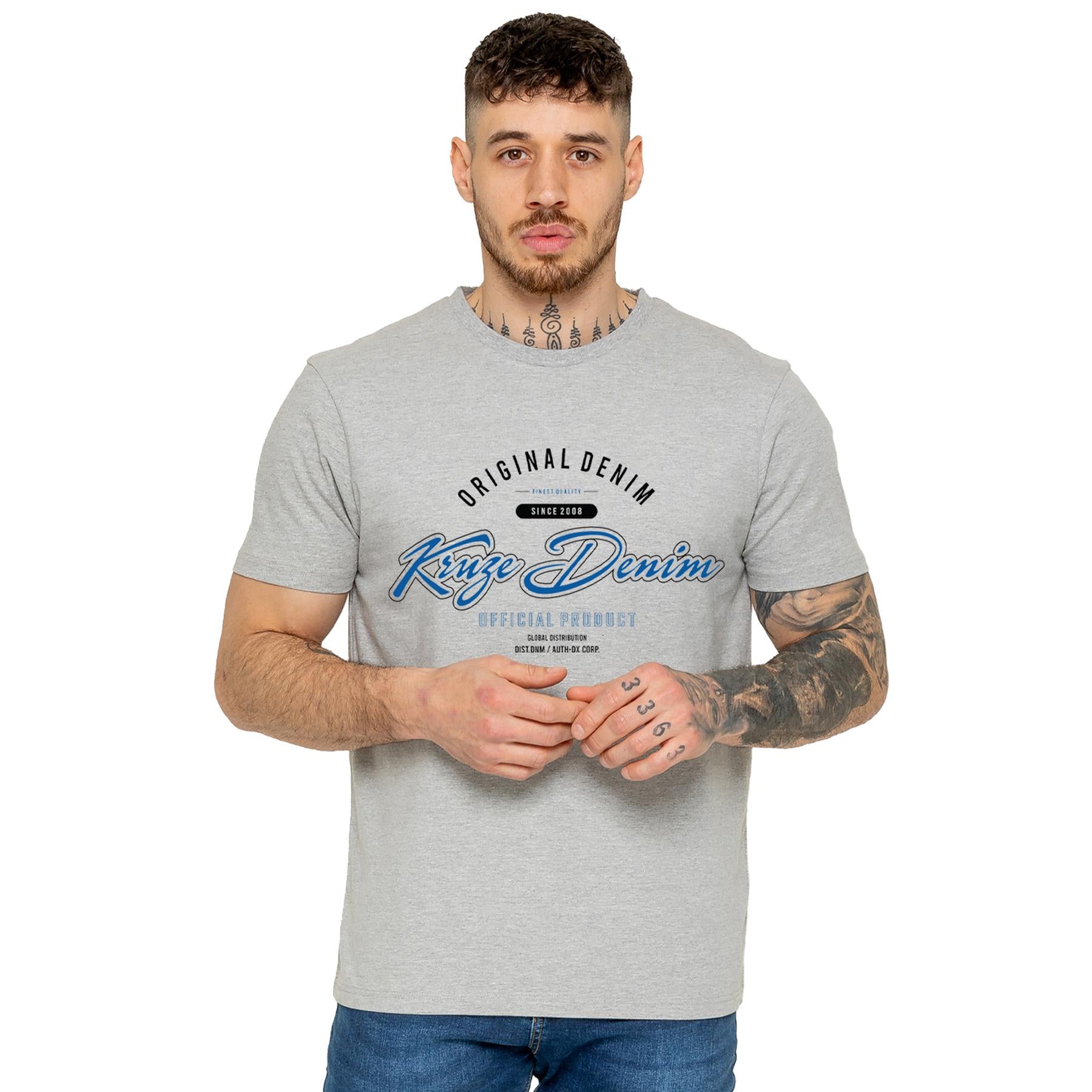 Kruze Mens T Shirts Cotton Short Sleeve T-Shirt Tee Crew Neck Regular Plain Top